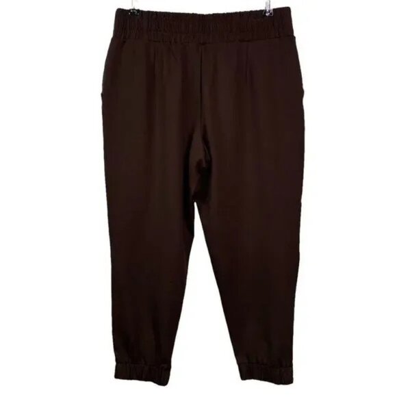 BELLE BY KIM GRAVEL FAUX LEATHER PONTE JOGGER PANTS BROWN ESPRESSO 14P-EUC - Picture 4 of 4